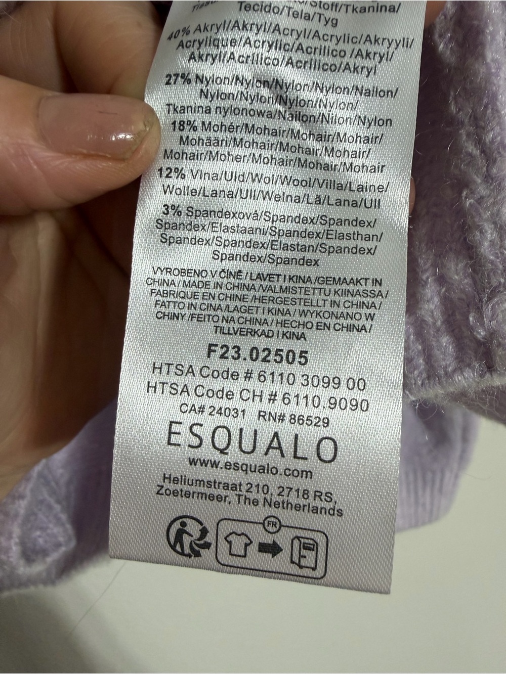 ESQUALO Lilac Mohair Wool Blend Luxury Oversized V-Neck Sweater Size Small - Picture 4 of 7